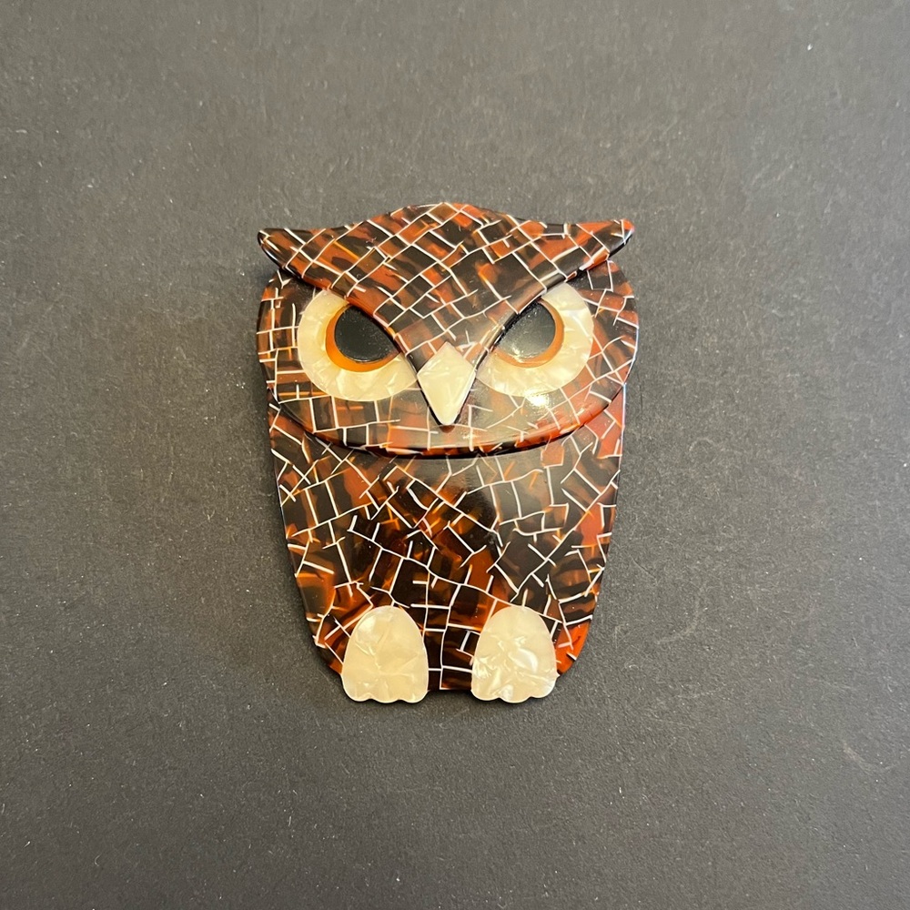 Lea Stein Owl Brooch